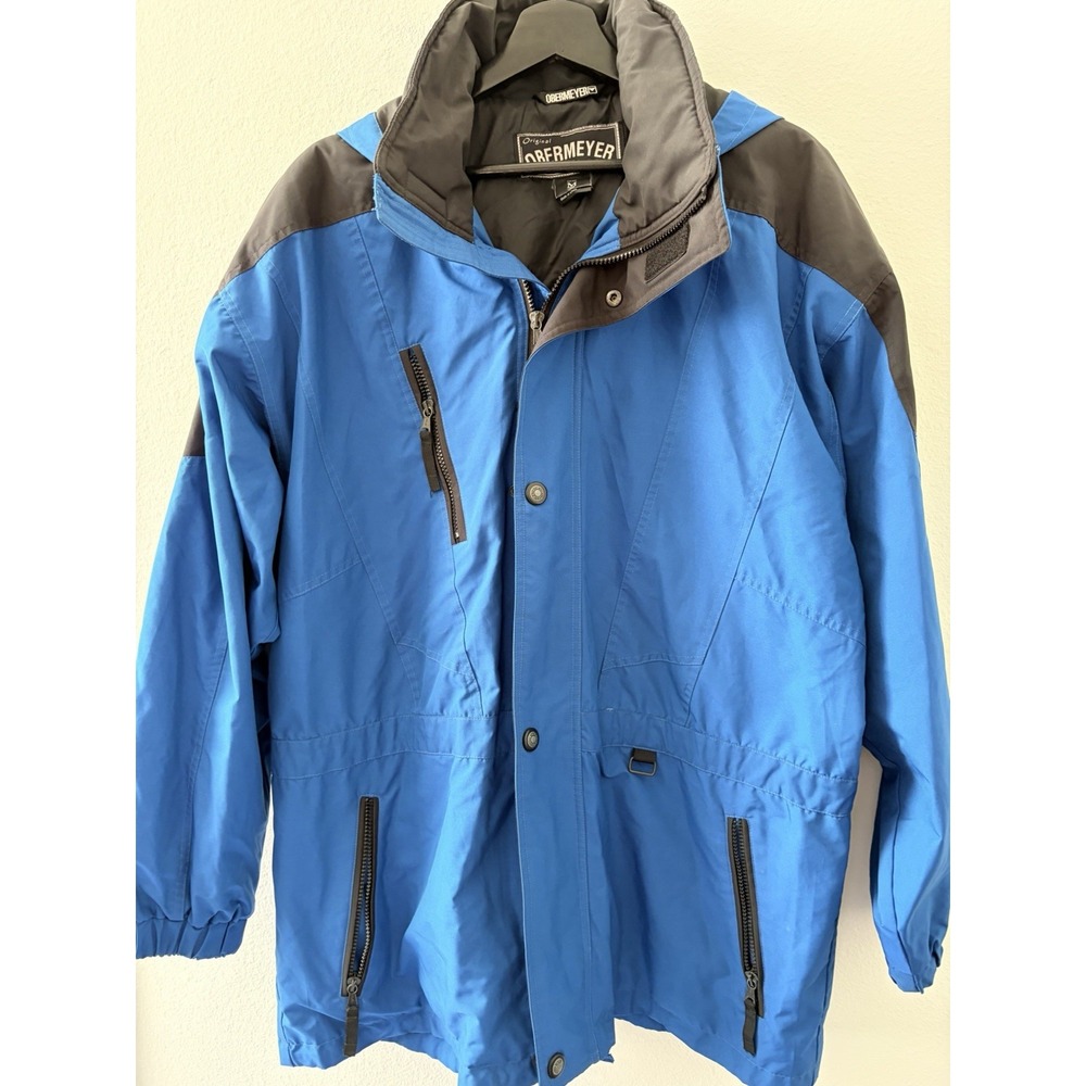 Original Obermeyer Ski Jacket Mens Medium Blue Gray Winter Snow Snowboard Coat